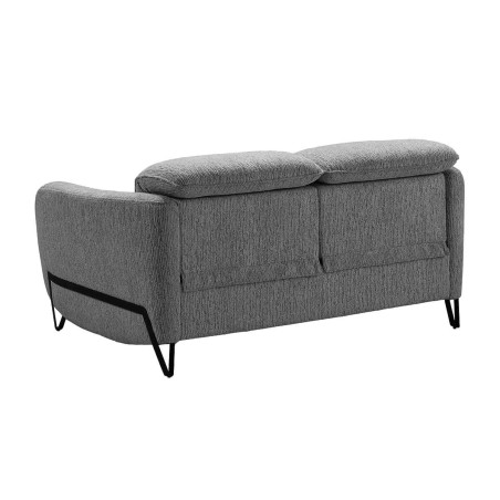 Canapé fixe 2 places tissu polyester gris avec têtières inclinables manuelles - AMSTAR