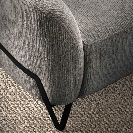 Canapé fixe 2 places tissu polyester gris avec têtières inclinables manuelles - AMSTAR