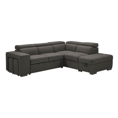 Canapé d’angle droit convertible avec 2 poufs et 1 coffre - FAUNE