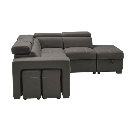 Canapé d’angle droit convertible avec 2 poufs et 1 coffre - FAUNE