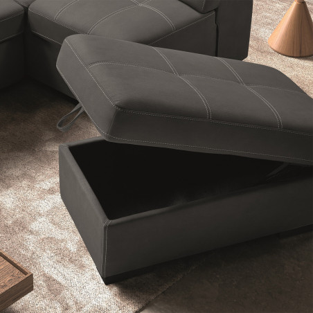 Canapé d’angle droit convertible avec 2 poufs et 1 coffre - FAUNE