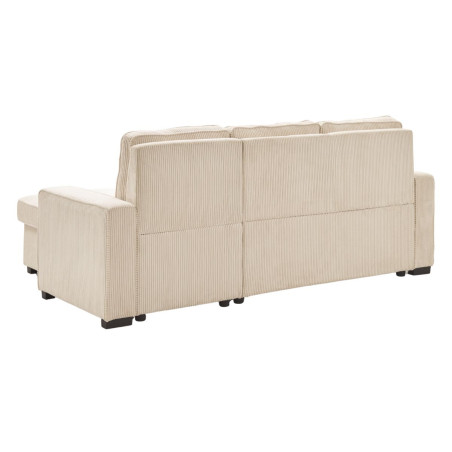 Canapé d'angle droit convertible avec 1 coffre velours côtelé beige - NAPOLINOR