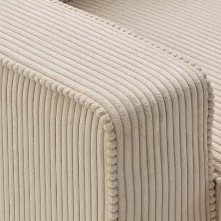 Canapé d'angle droit convertible avec 1 coffre velours côtelé beige - NAPOLINOR