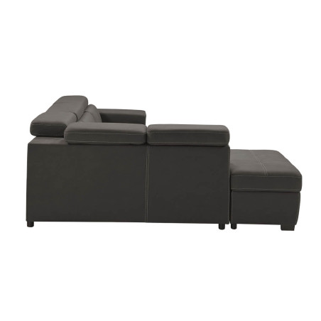 Canapé d'Angle Gauche Convertible 2 Poufs 1 Coffre Gris - FAUNE