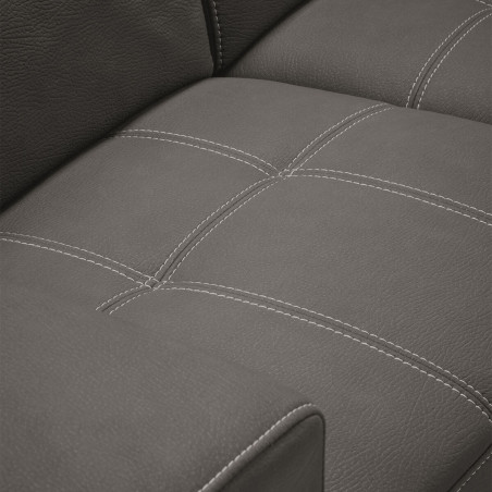 Canapé d'Angle Gauche Convertible 2 Poufs 1 Coffre Gris - FAUNE