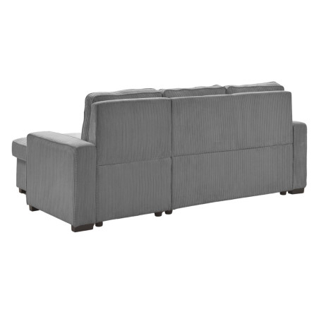 Canapé d'angle droit convertible 1 coffre velours côtelé gris - NAPOLINOR