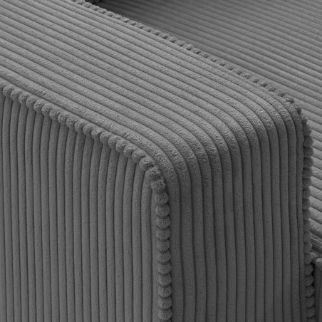 Canapé d'angle droit convertible 1 coffre velours côtelé gris - NAPOLINOR