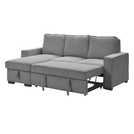 Canapé d'angle gauche convertible avec coffre gris - NAPOLINOR