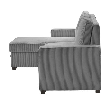 Canapé d'angle gauche convertible avec coffre gris - NAPOLINOR