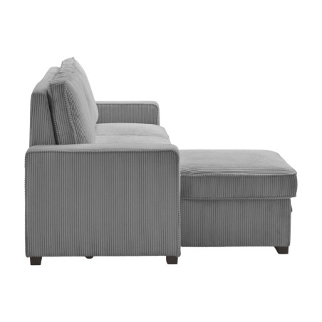 Canapé d'angle gauche convertible avec coffre gris - NAPOLINOR