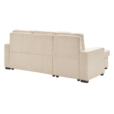 Canapé d'angle gauche convertible avec coffre en velours côtelé beige - NAPOLINOR