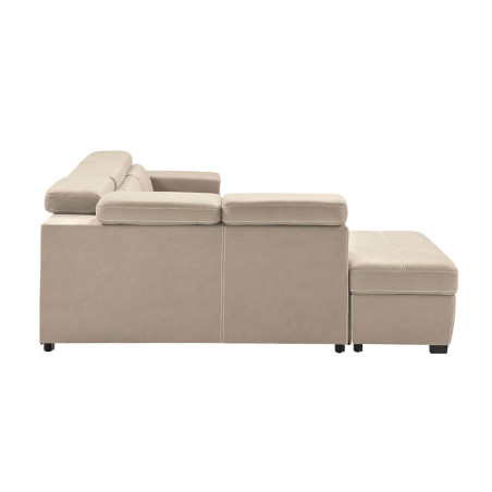 Canapé d'angle gauche convertible avec 2 poufs et 1 coffre - FAUNE