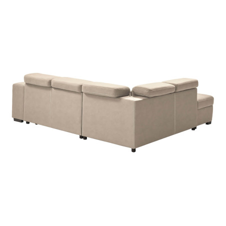 Canapé d'angle gauche convertible avec 2 poufs et 1 coffre - FAUNE
