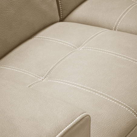 Canapé d'angle droit convertible 2 poufs 1 coffre beige - FAUNE