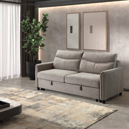 Canapé 3 Places Convertible Tissu Gris Foncé - ALTIRA