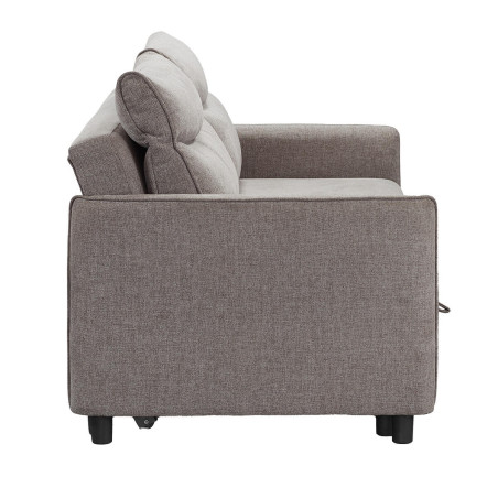 Canapé 3 Places Convertible Tissu Gris Foncé - ALTIRA