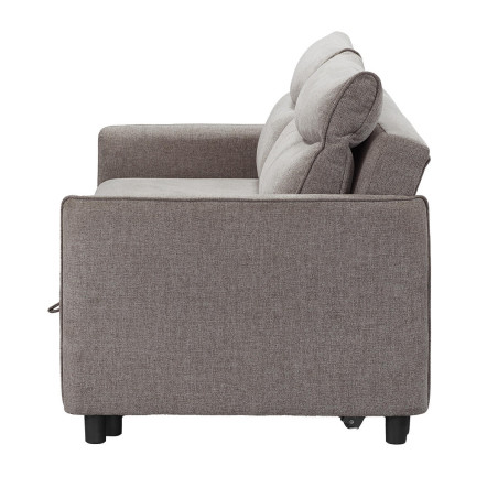 Canapé 3 Places Convertible Tissu Gris Foncé - ALTIRA