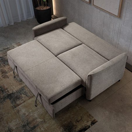 Canapé 3 Places Convertible Tissu Gris Foncé - ALTIRA