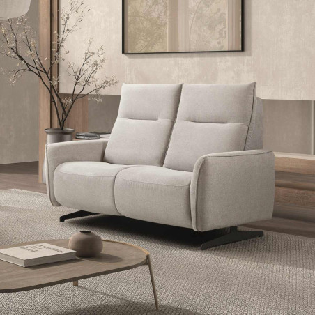 Canapé fixe 2 places tissu polyester gris - MIRAMOR