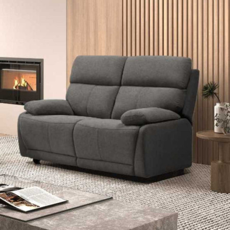 Canapé fixe 2 places gris foncé en tissu polyester - MIGUELOR