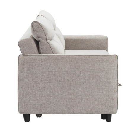 Canapé 3 Places Convertible Tissu Gris Perle - ALTIRA