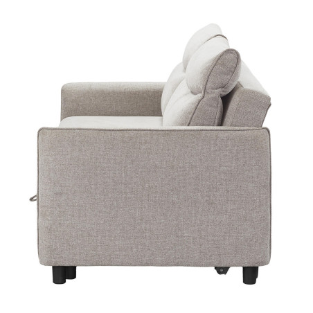 Canapé 3 Places Convertible Tissu Gris Perle - ALTIRA