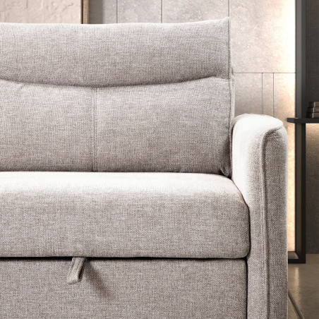 Canapé 3 Places Convertible Tissu Gris Perle - ALTIRA