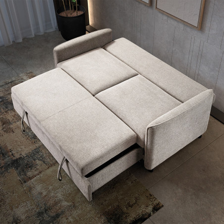 Canapé 3 Places Convertible Tissu Gris Perle - ALTIRA
