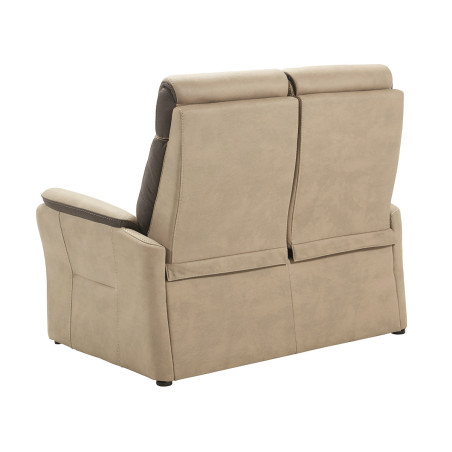 Canapé fixe 2 places New Nobuck beige et gris foncé - COIMA