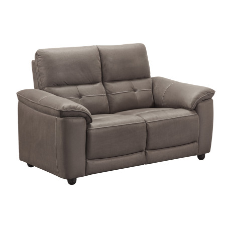 Canapé fixe 2 places tissu gris foncé pieds bois - ALMIA