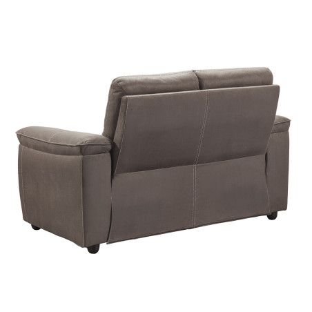 Canapé fixe 2 places tissu gris foncé pieds bois - ALMIA