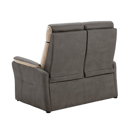 Canapé fixe 2 places New Nobuck gris foncé et beige - COIMA
