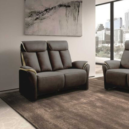 Canapé fixe 2 places New Nobuck gris foncé et beige - COIMA