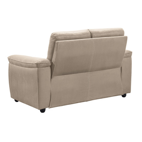 Canapé 2 Places Fixe Tissu Beige Pieds Bois - ALMIA