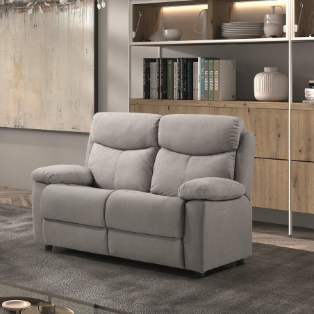 Canapé 2 places fixe gris clair tissu waterproof - TARIA
