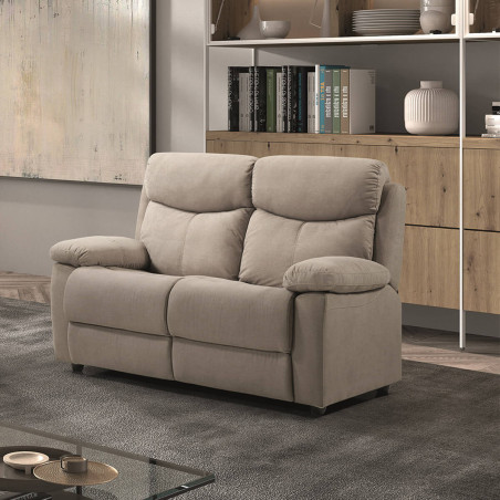 Canapé 2 Places Fixe Beige Tissu Waterproof - TARIA