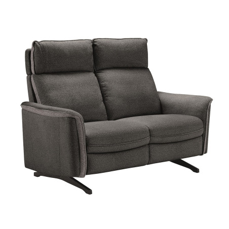 Canapé fixe 2 places tissu gris foncé chiné 2 tons - ALICA