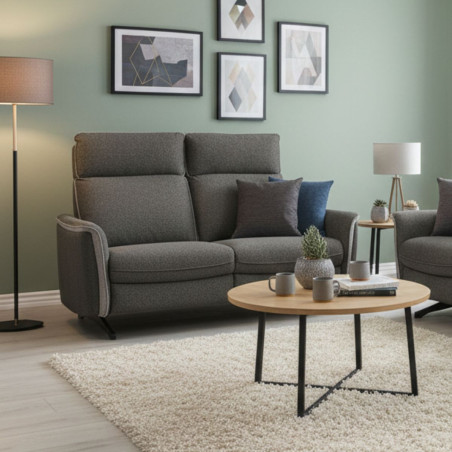 Canapé fixe 2 places tissu gris foncé chiné 2 tons - ALICA