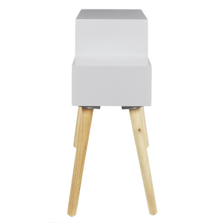 Chevet enfant 2 tiroirs gris et blanc - SMIRO