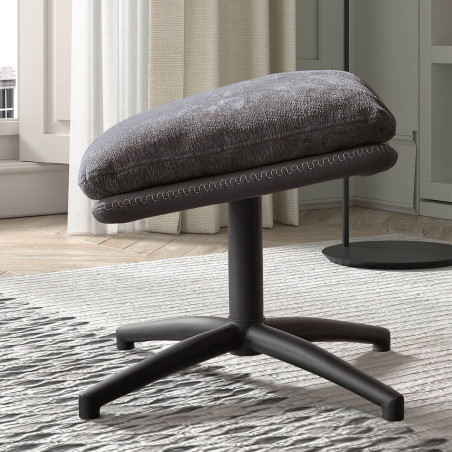Fauteuil pivotant avec repose-pieds bi-matière gris foncé - VIGOA