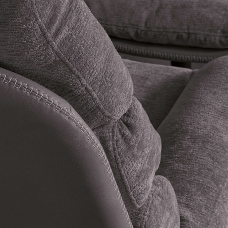 Fauteuil pivotant avec repose-pieds bi-matière gris foncé - VIGOA
