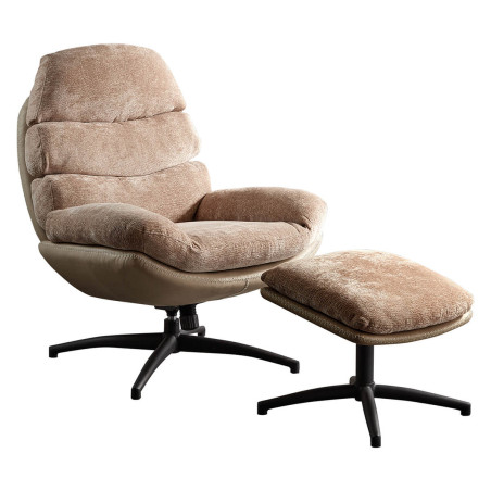 Fauteuil pivotant avec repose-pieds bi-matière saumon - VIGOA