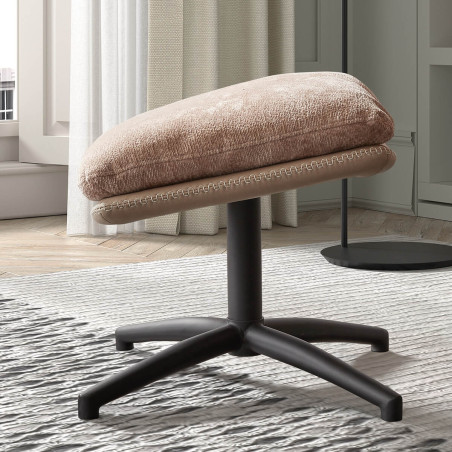 Fauteuil pivotant avec repose-pieds bi-matière saumon - VIGOA