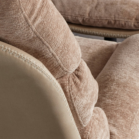 Fauteuil pivotant avec repose-pieds bi-matière saumon - VIGOA