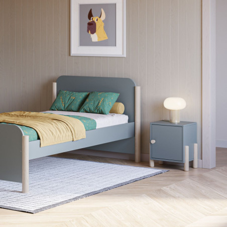 Chevet 1 porte en pin massif et MDF laqué vert kaki - ENOROR