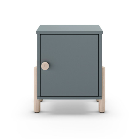 Chevet 1 porte en pin massif et MDF laqué vert kaki - ENOROR