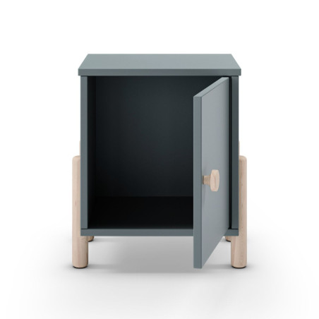 Chevet 1 porte en pin massif et MDF laqué vert kaki - ENOROR