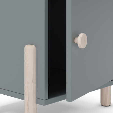 Chevet 1 porte en pin massif et MDF laqué vert kaki - ENOROR