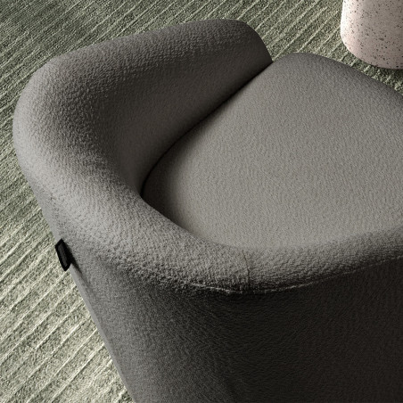 Fauteuil pivotant tissu bouclette gris foncé - MAGDA