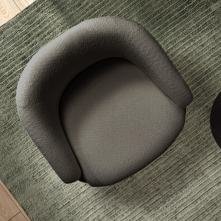 Fauteuil pivotant tissu bouclette gris foncé - MAGDA